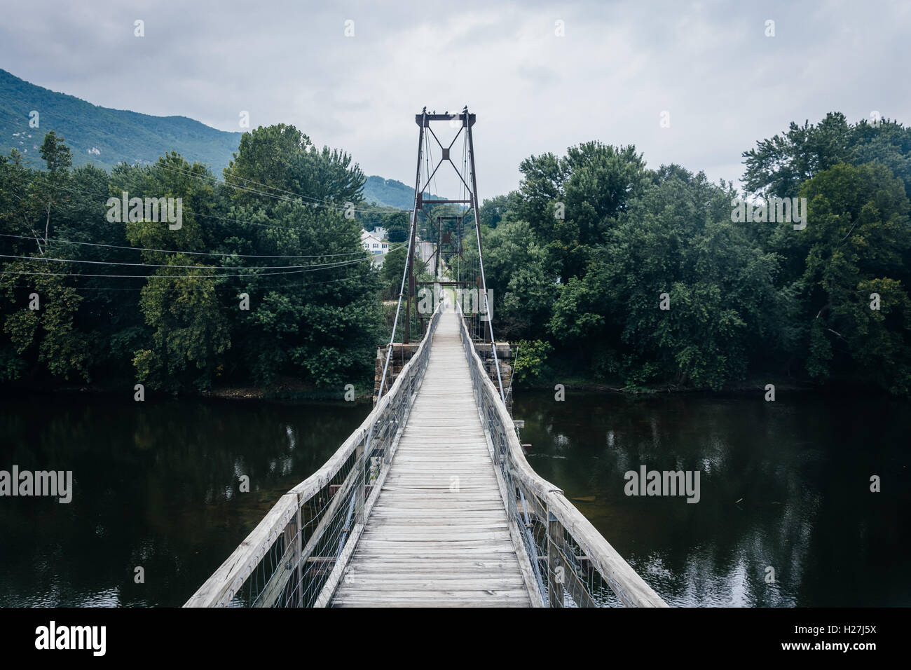 Swinging bridge in Buchanan, Virginia. Stock Photo