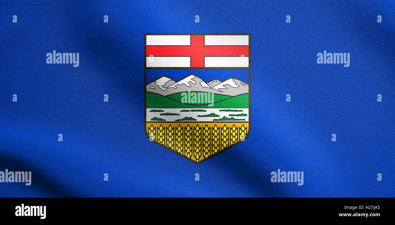 Albertan provincial official flag, symbol. Canada banner and background. Flag of Canadian province of Alberta waving, textured Stock Photo