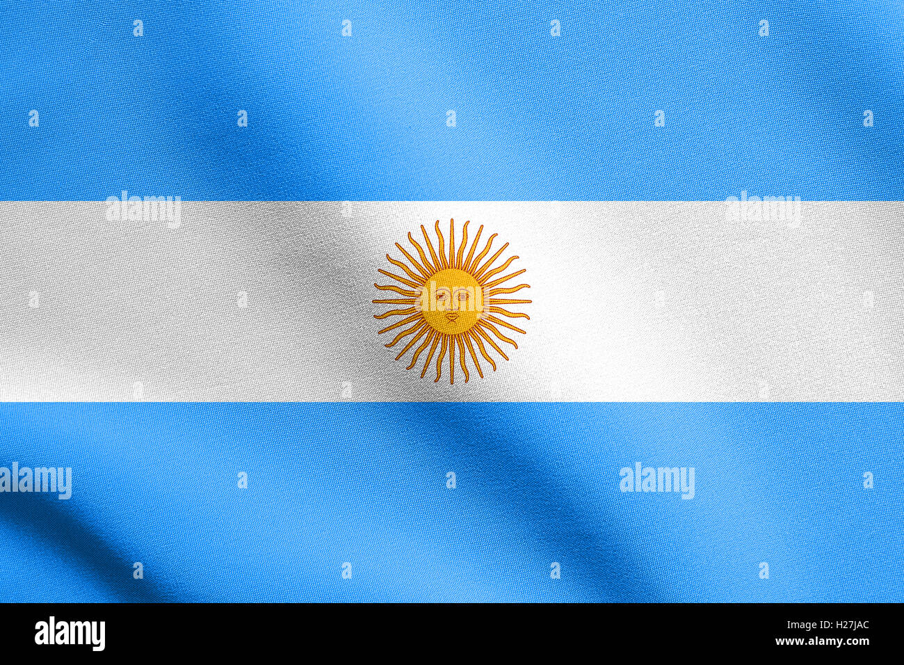 Argentinian national official flag. Argentine Republic patriotic symbol, banner, element, background. Flag of Argentina waving Stock Photo