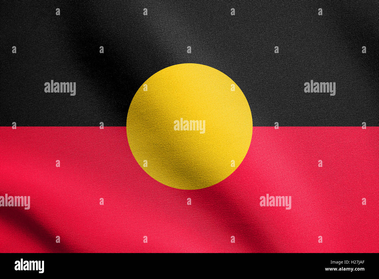 Australian Aboriginal official flag. Commonwealth of Australia patriotic symbol, banner, element. Australian Aboriginal flag Stock Photo
