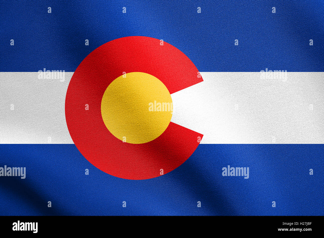 Colorado official symbol. American patriotic element. USA banner. Flag of the US state of Colorado waving in the wind, textured Stock Photo