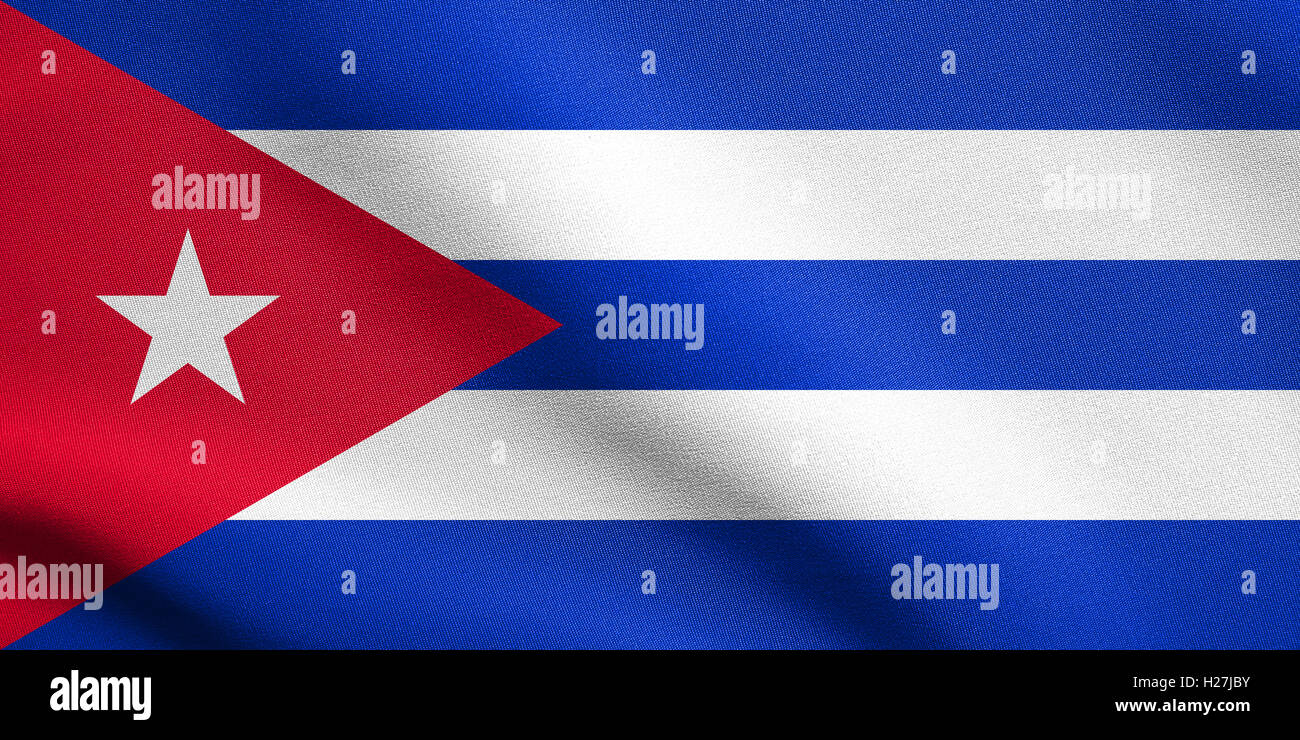 Cuban national official flag. Patriotic symbol, banner, element, background. Flag of Cuba waving in the wind, detailed texture Stock Photo