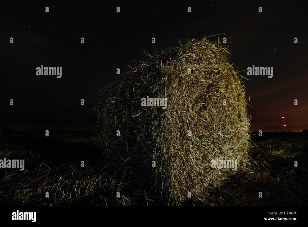 Roll dry hay in the field Stock Photo - Alamy