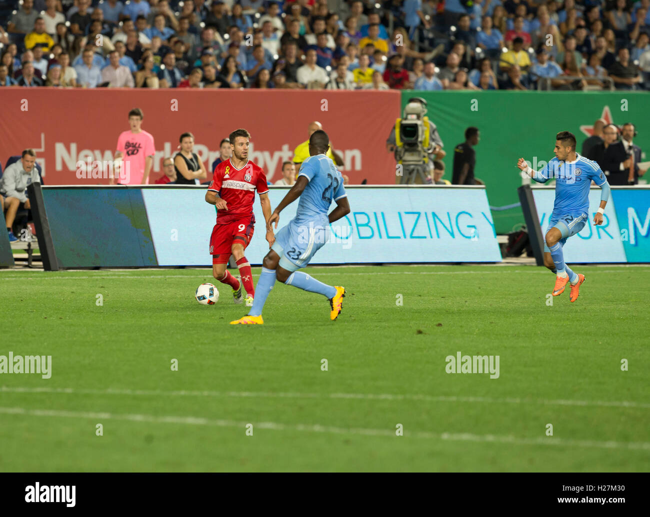 New York, United States. 23rd Sep, 2016. Luis Solignac (9) of Chicago Fire controls ball during MLS game against New York City Football Club NYCFC won 4 - 1 © Lev Radin/Pacific Press/Alamy Live News Stock Photo