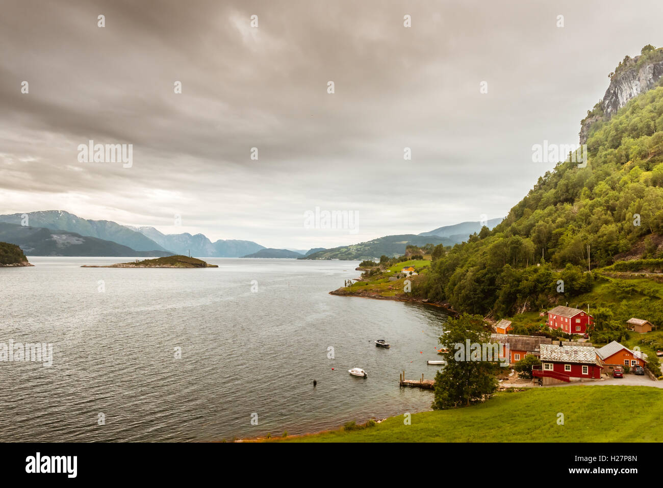 Beautiful Nature Hardangerfjord landscape summer rain Norway Stock Photo - Alamy