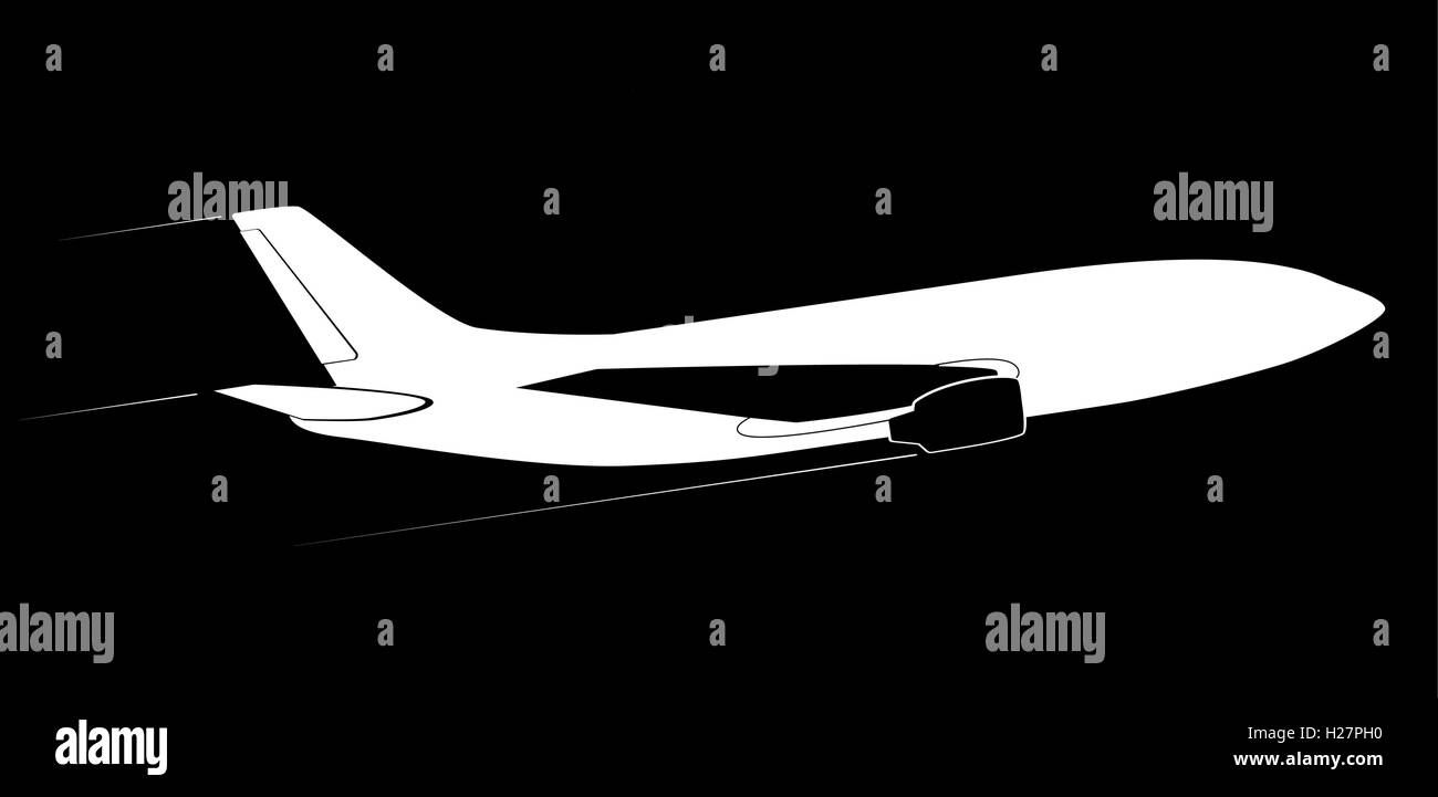 The contour of the modern jet aircraft. Side view. In flight. Stock Vector