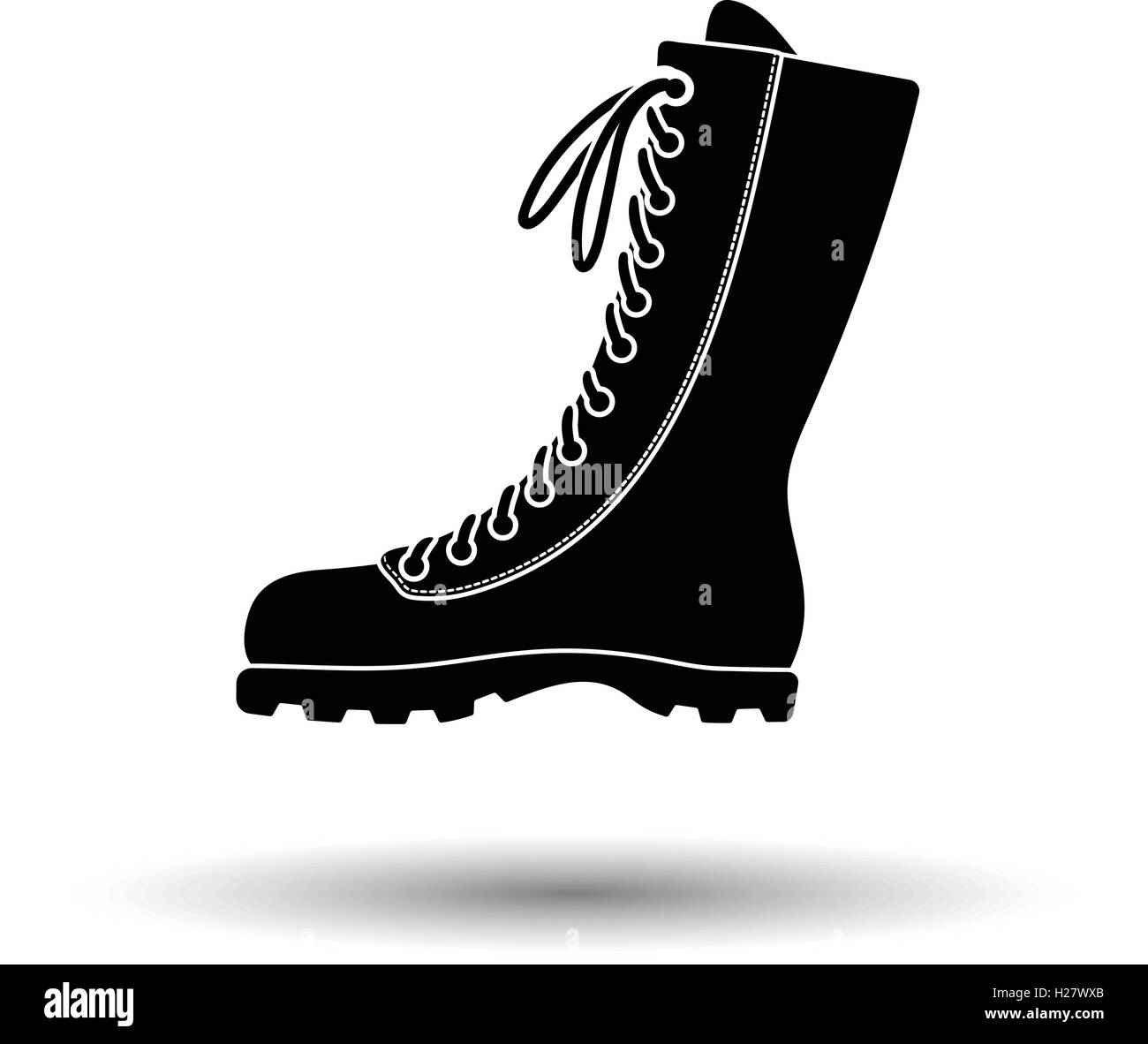 Hiking boot icon. White background with shadow design. Vector
