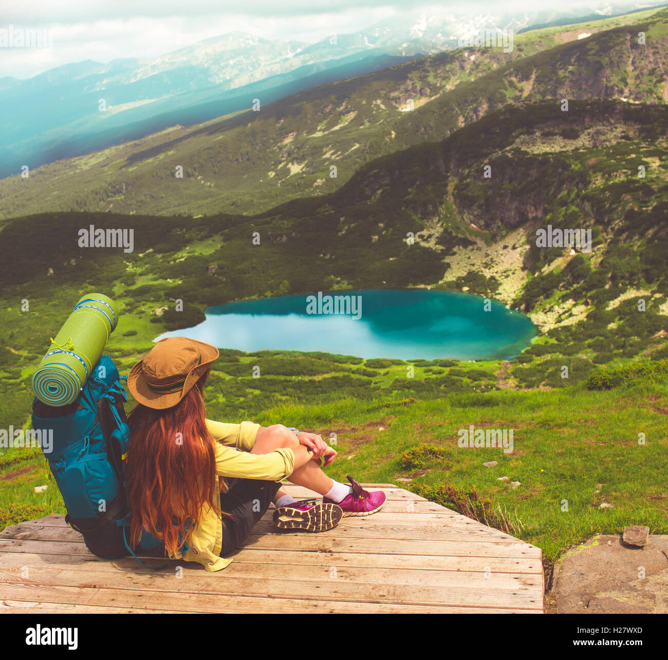 Female hiker in the mountains Stock Photo - Alamy