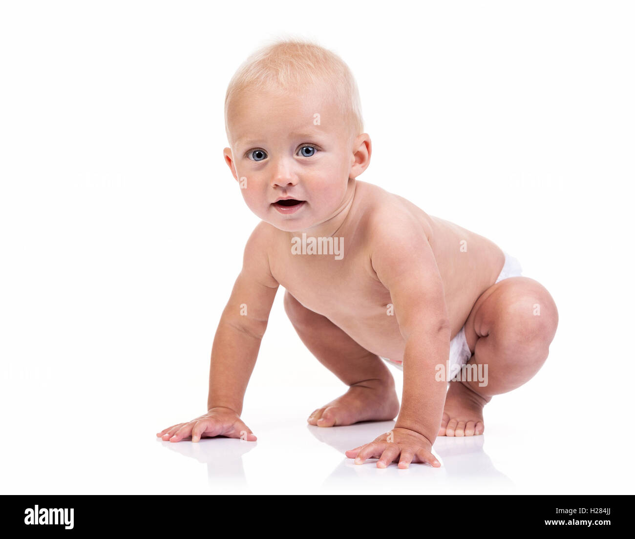 Cute baby boy over white Stock Photo Alamy