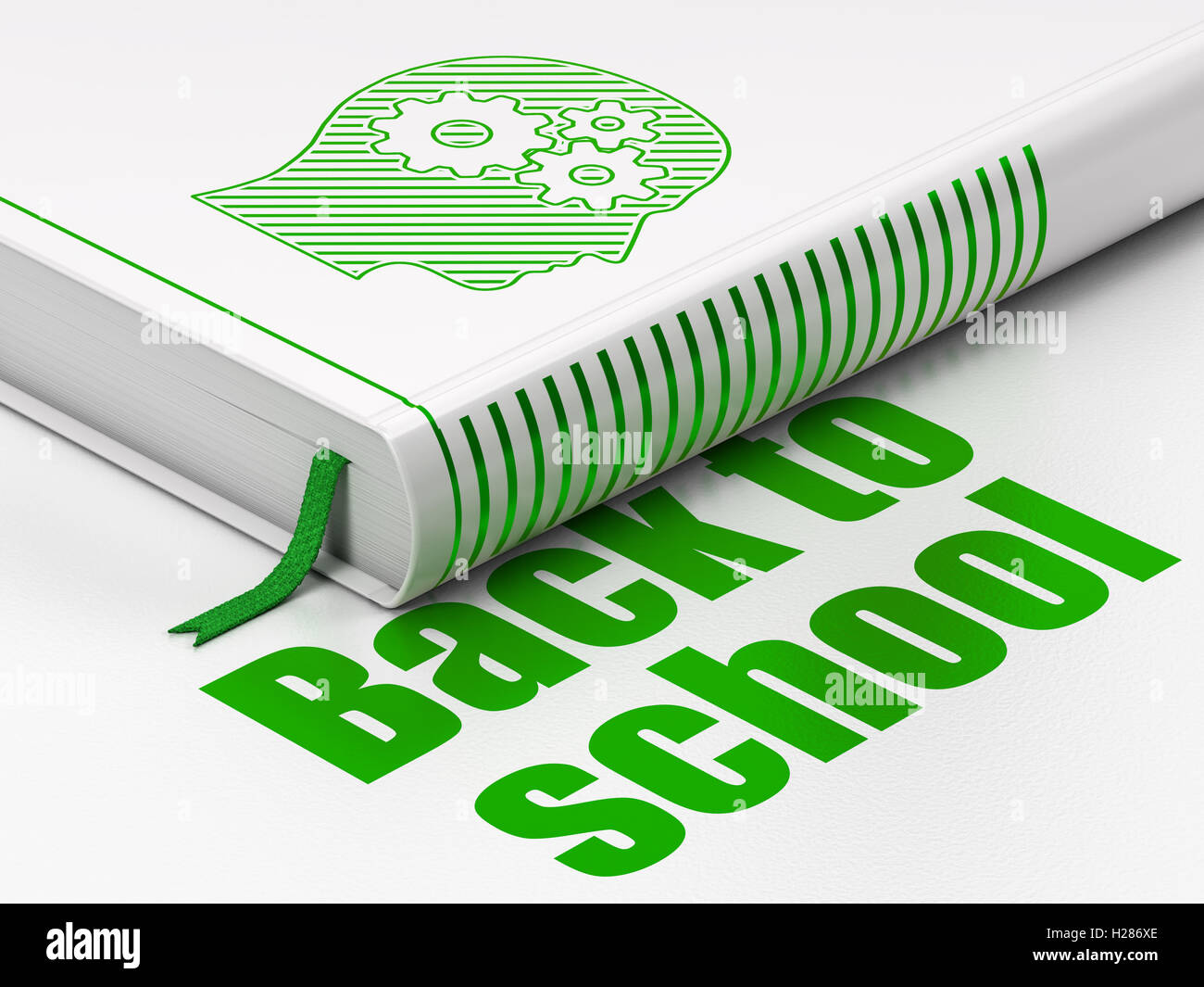 Education concept book Head With Gears, Back to School on white