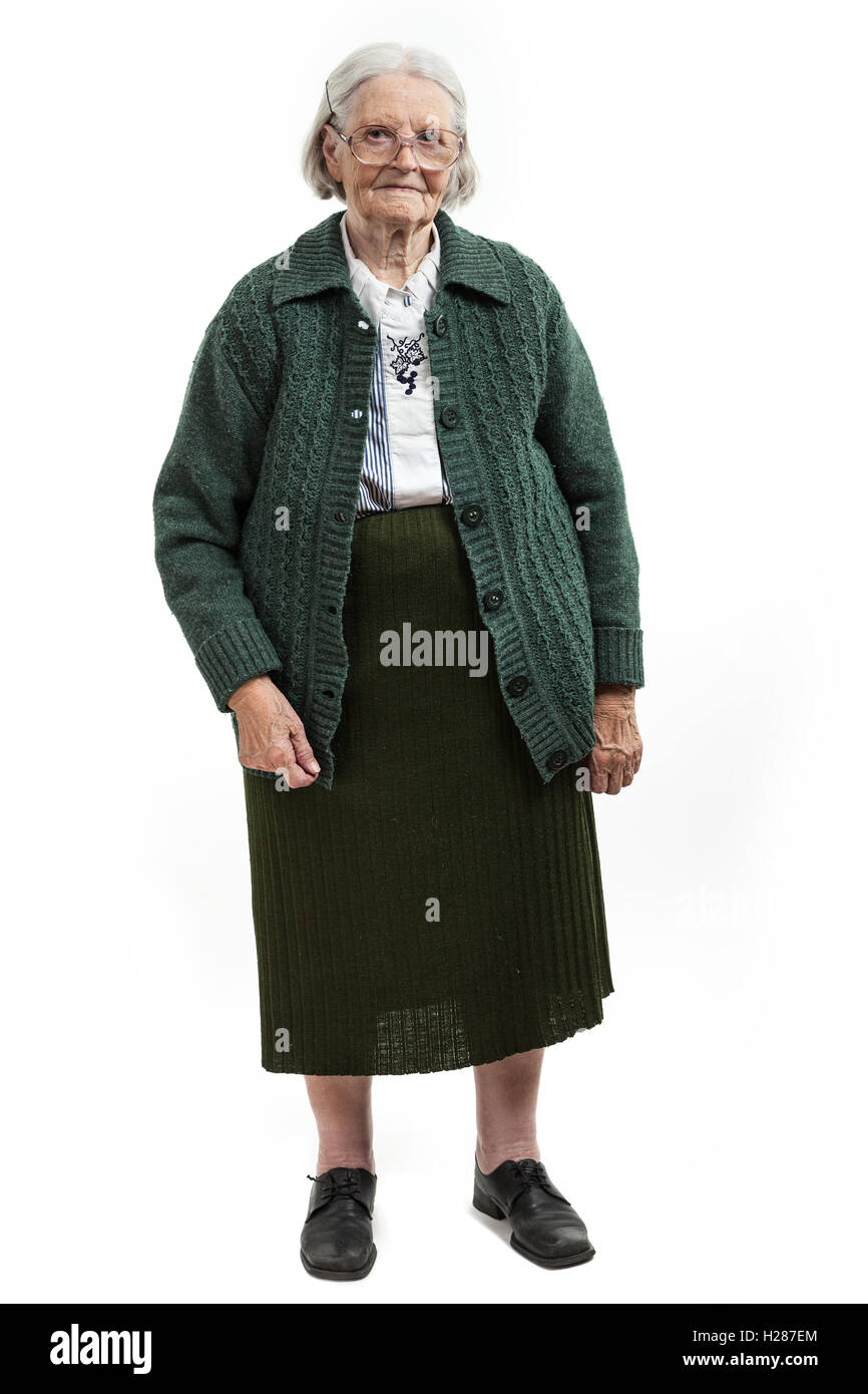 Full length of senior woman over white Stock Photo