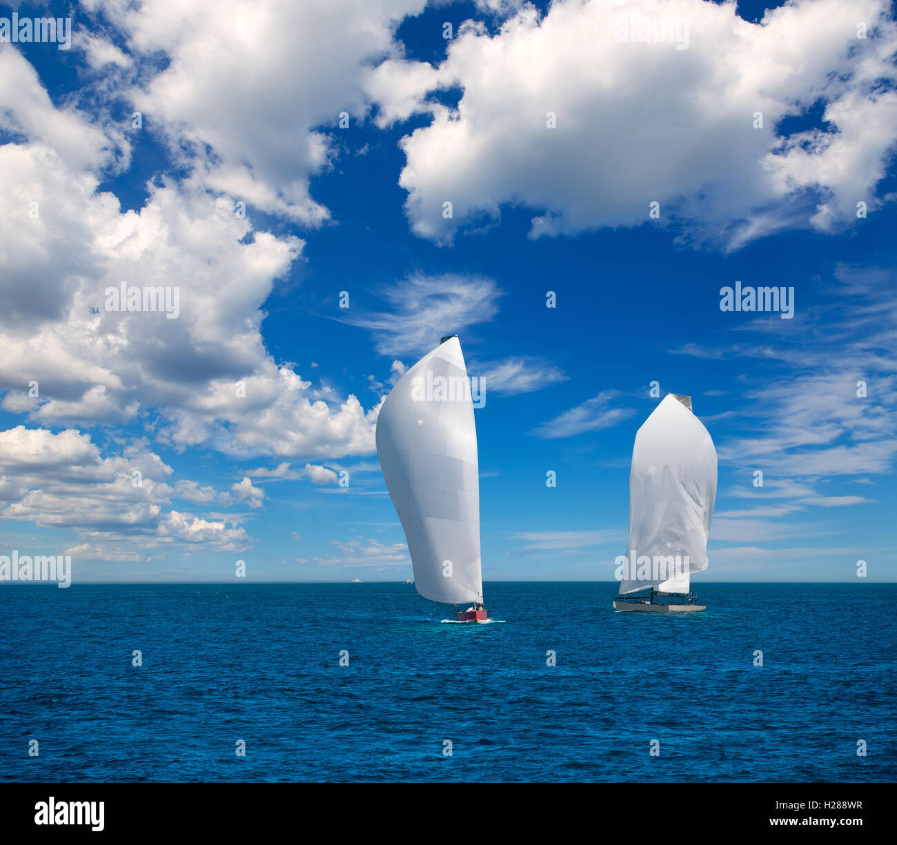 Sailboats Regatta Sailing In Mediterranean Stock Photo Alamy