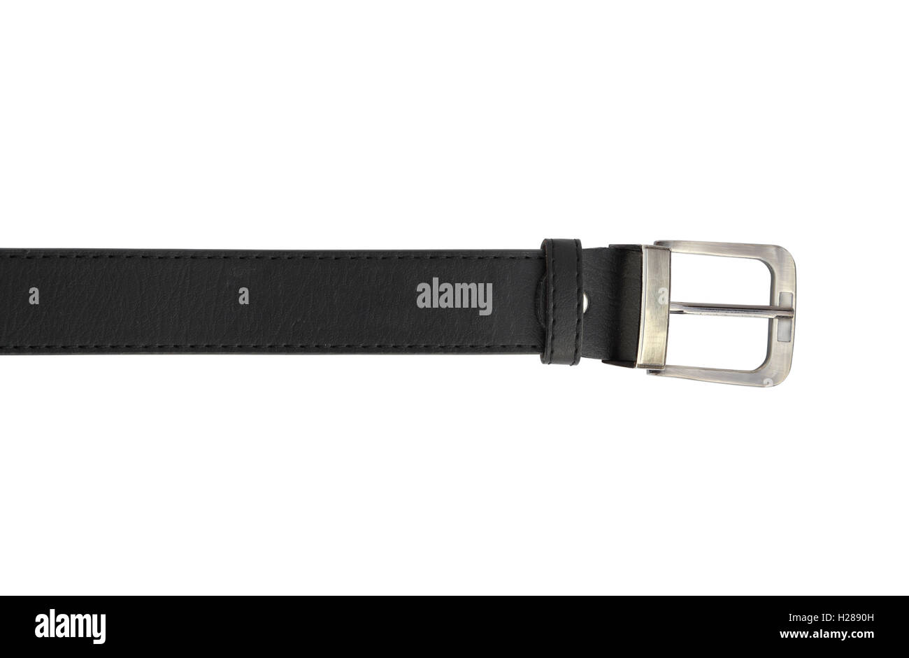 black leather belt isolated on white background Stock Photo - Alamy
