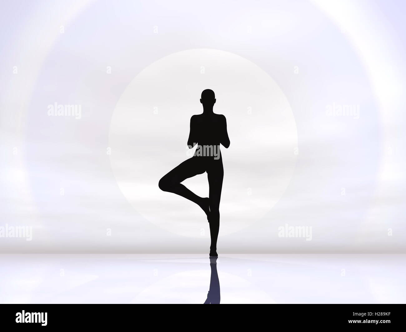 Yoga by hard sun - 3D render Stock Photo
