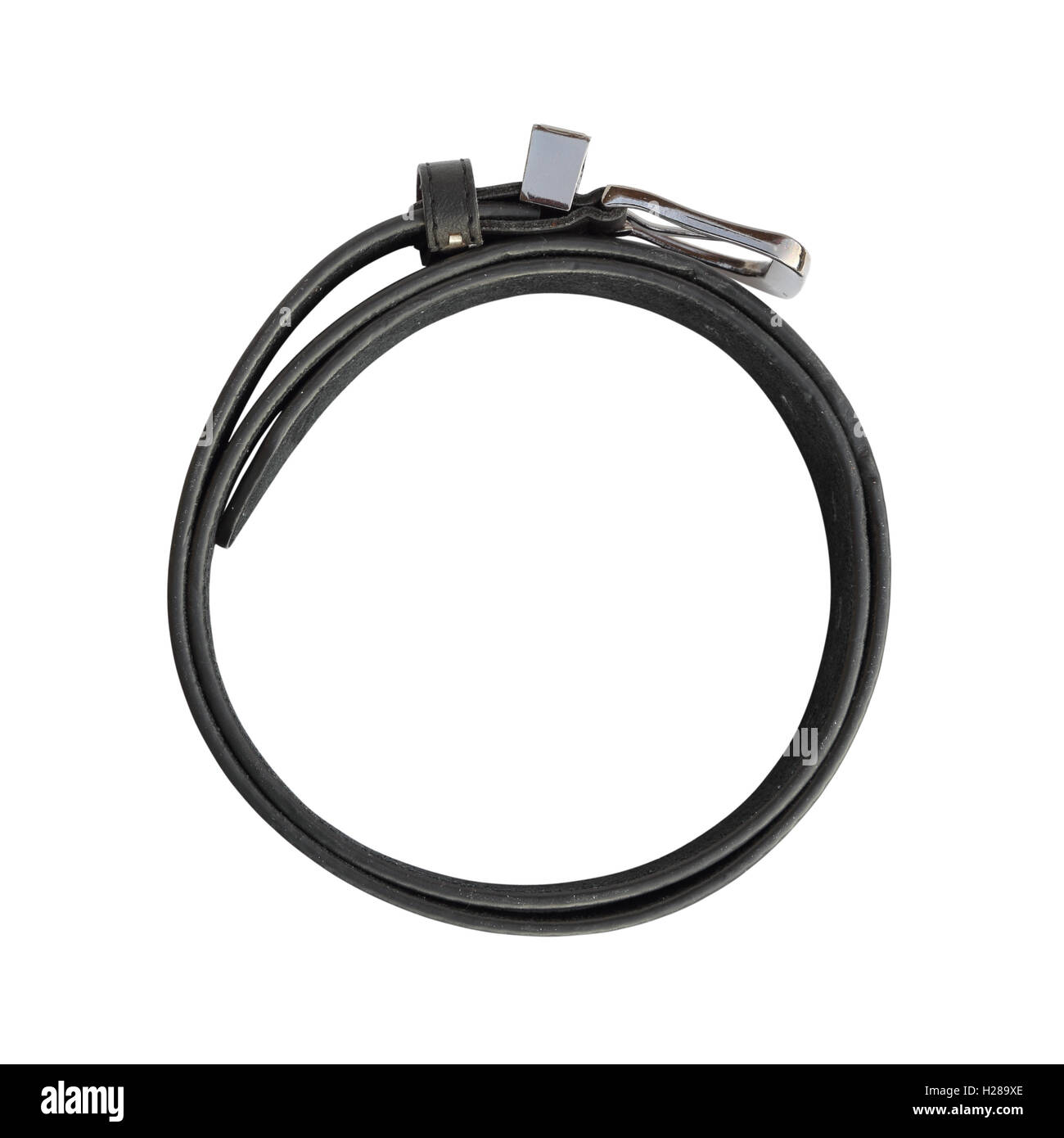 black leather belt isolated on white background Stock Photo - Alamy