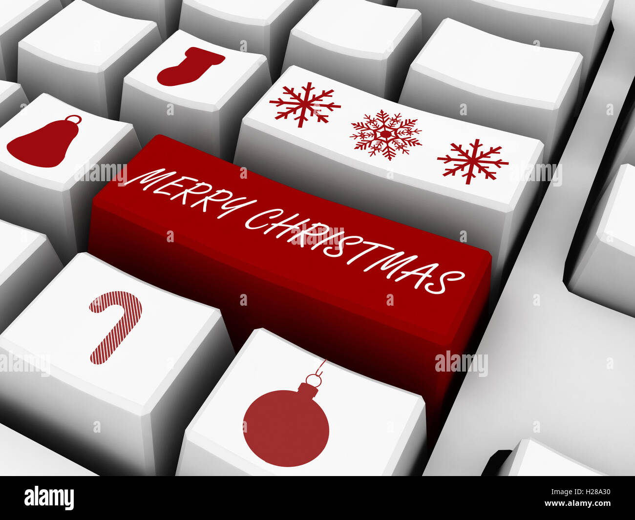 Computer Keyboard - Business Holiday Concept. merry christmas Stock Photo