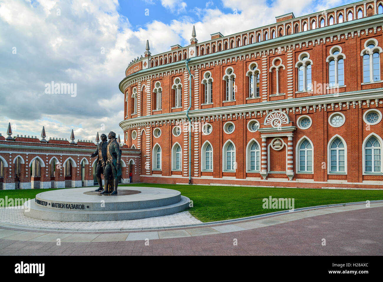 Moscow, Russia - June 08, 2016. Sculptures of architects Bazhenov and Kazakov in Tsaritsyno museum reserve Stock Photo