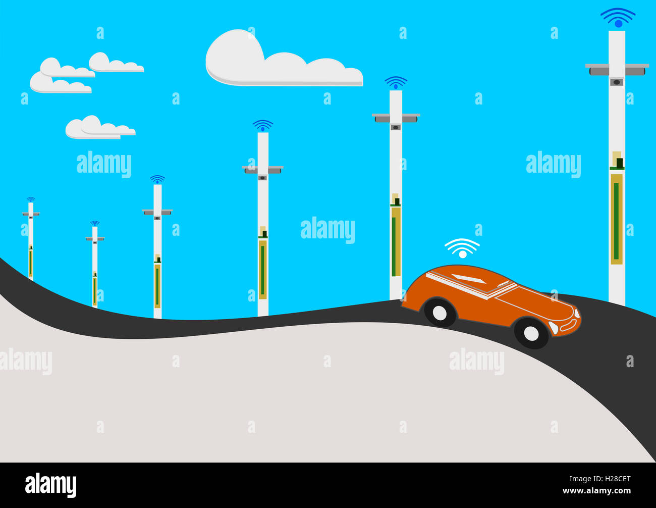 illustrations series: driverless vehicles Stock Photo - Alamy