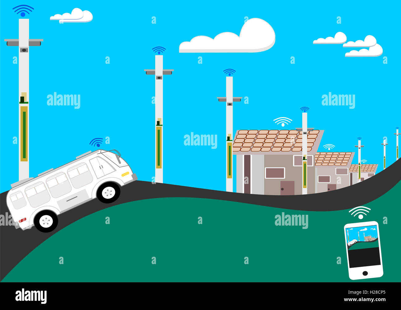 illustrations series: driverless vehicles Stock Photo - Alamy