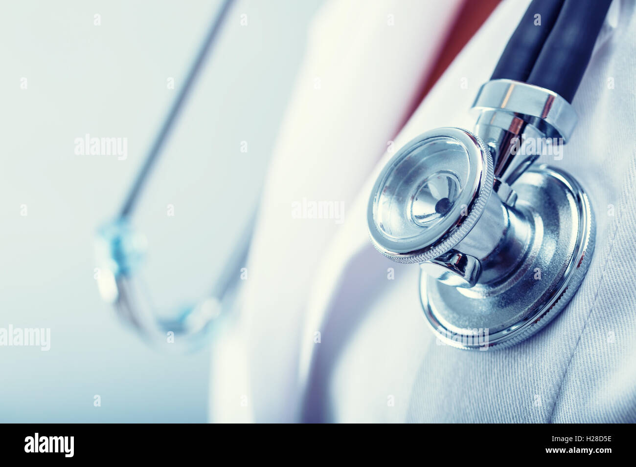 Stethoscope. Doctor holding a stethoscope ready to listening heartbeat. Stock Photo