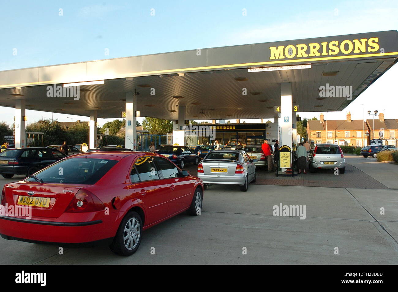 Petrol queues at Morrisons fuel station Stock Photo Alamy