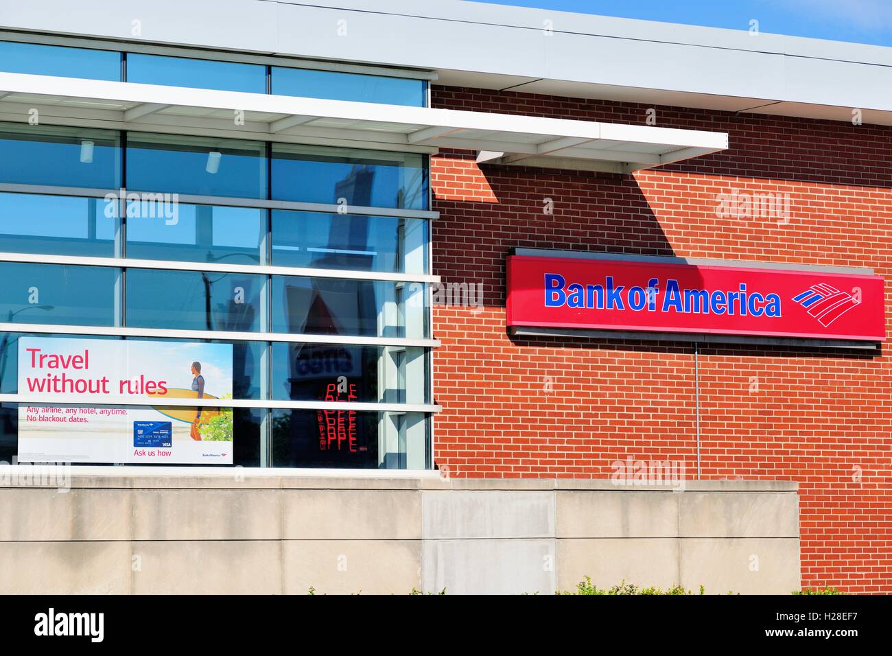 Chicago, Illinois, USA. Bank of America Bank branch in a neighborhood