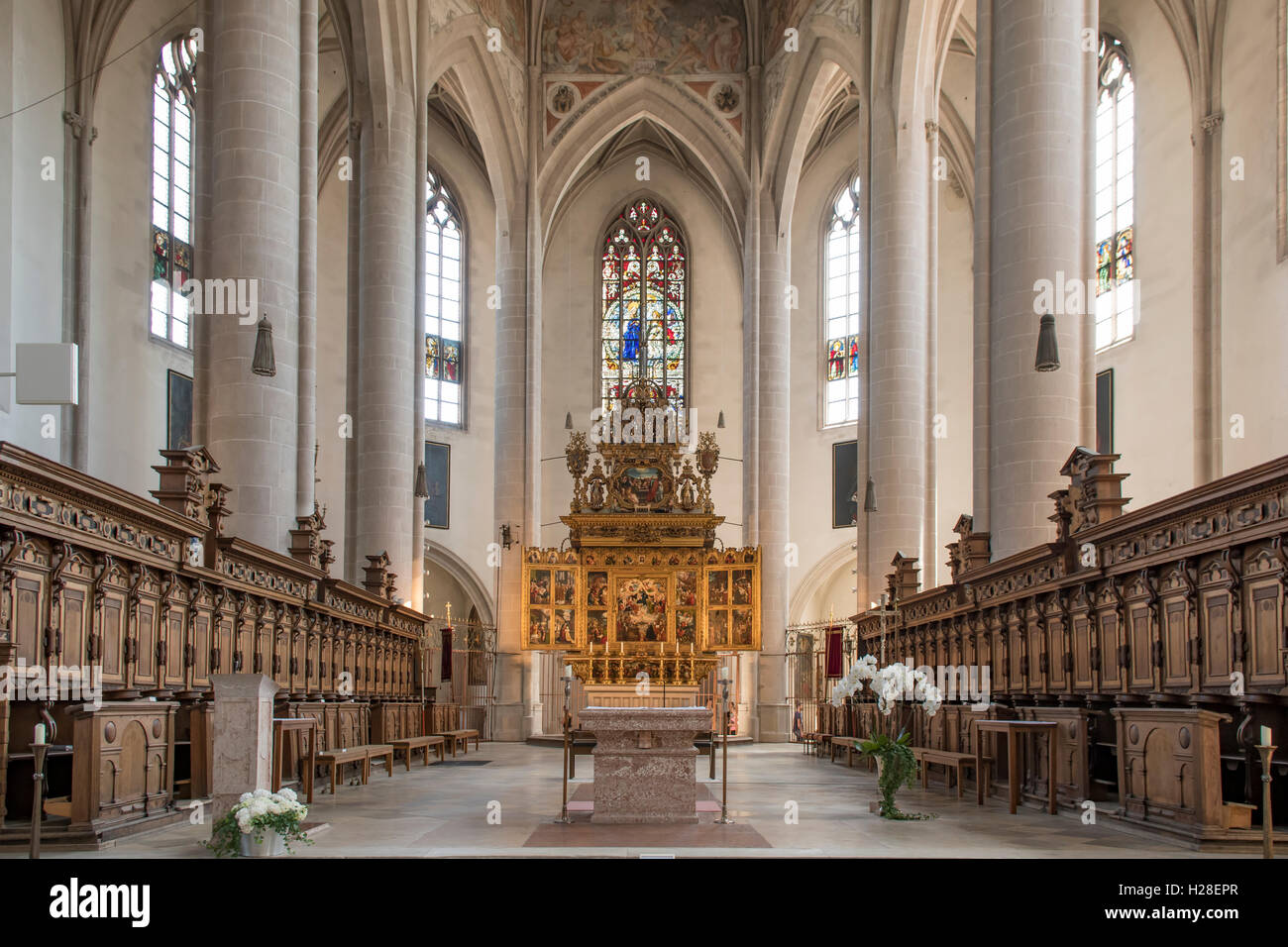 Altar and Chancel in Frauenmunster, Ingolstadt, Germany Stock Photo