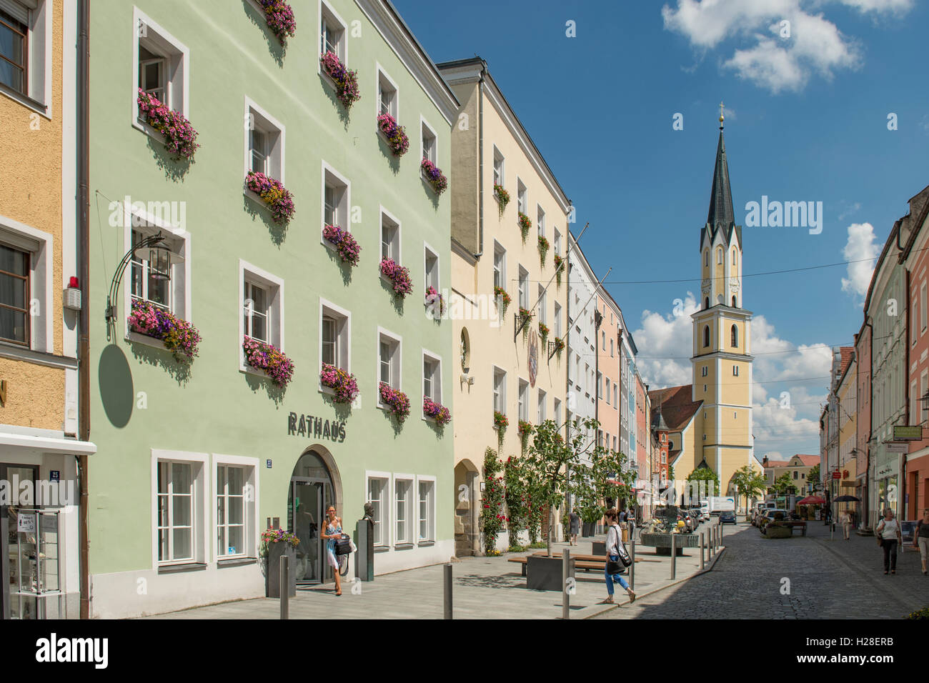 Rathaus, Vilshofen an der Donau, Bavaria, Germany Stock Photo