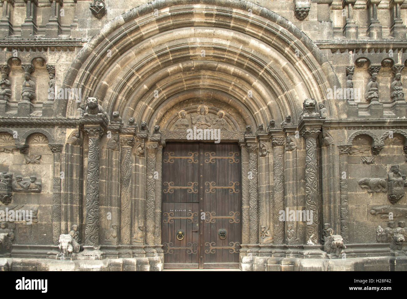 Stone Doorway to St Jacob's Scots' Church, Regensburg, Germany Stock Photo