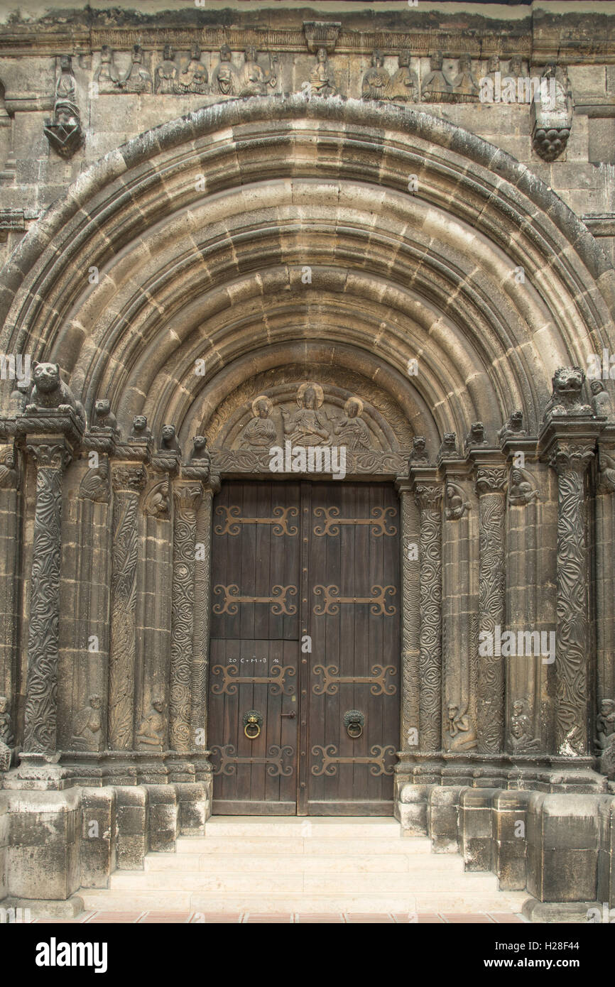 Stone Doorway to St Jacob's Scots' Church, Regensburg, Germany Stock Photo