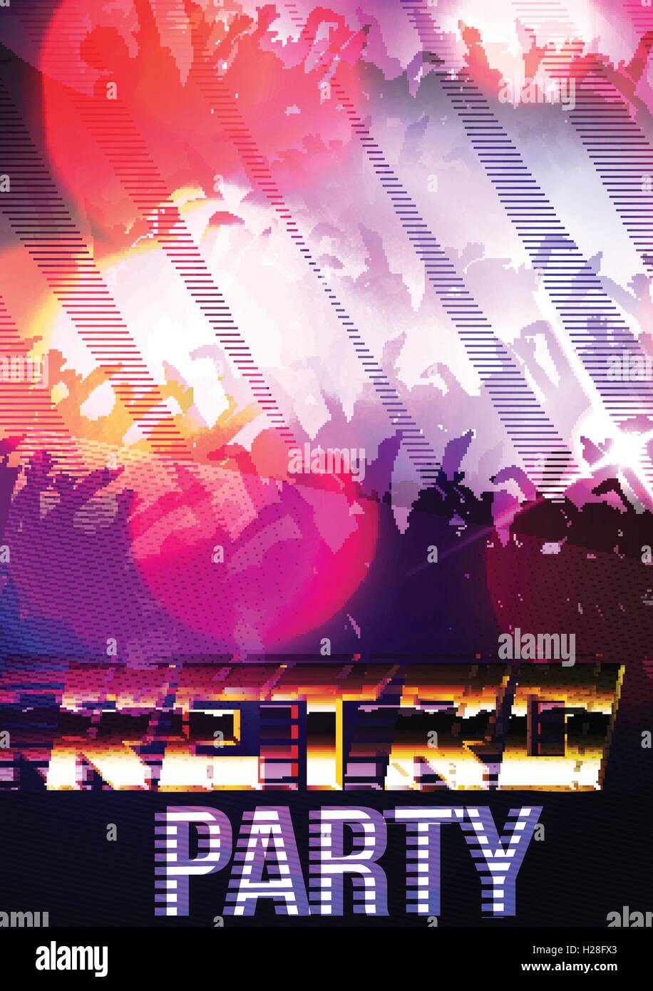 Abstract Digital Glitch Party Poster Background Stock Vector