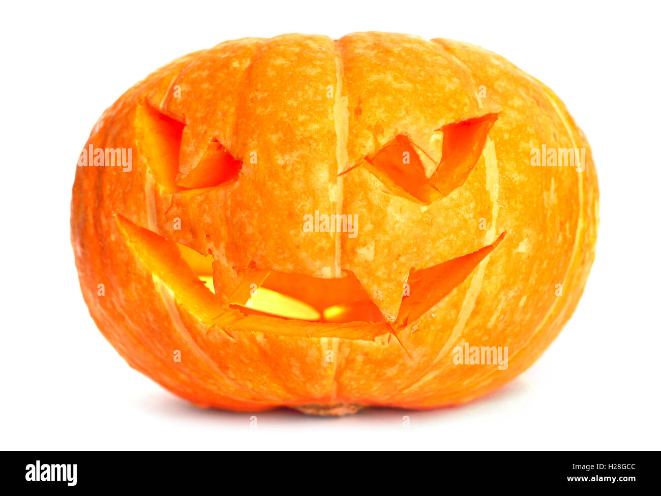 Glowing Halloween Pumpkin isolated on white background Stock Photo - Alamy