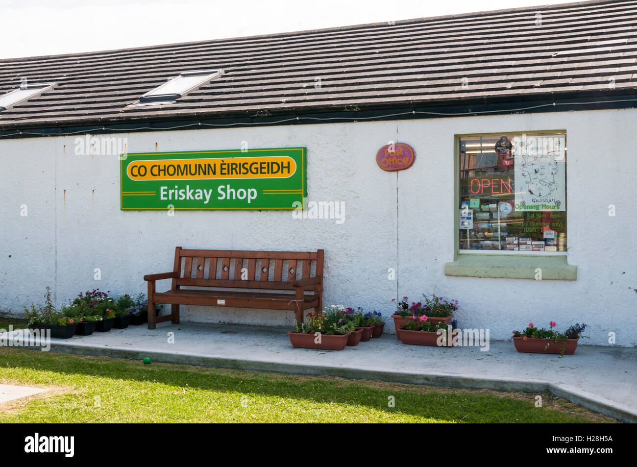 Eriskay Community Shop and Post Office in the Outer Hebrides. Stock Photo