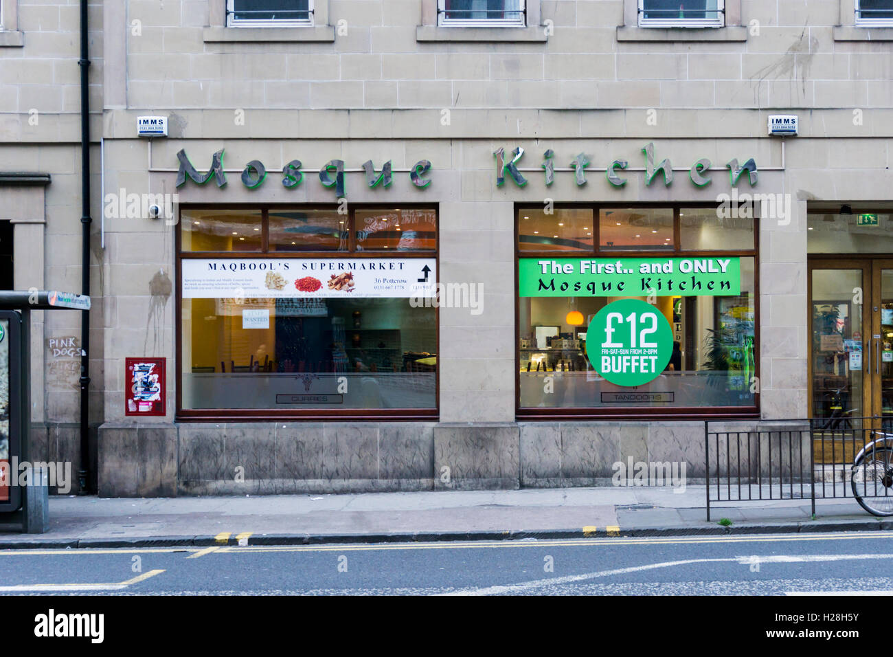 Mosque Kitchen Indian restaurant in Nicolson Street, Edinburgh. Stock Photo