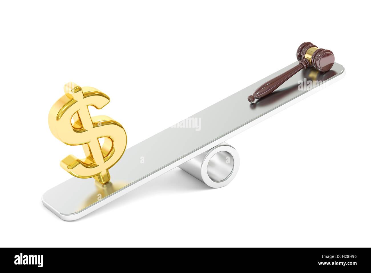 balance concept, law and money. 3D rendering isolated on white background Stock Photo