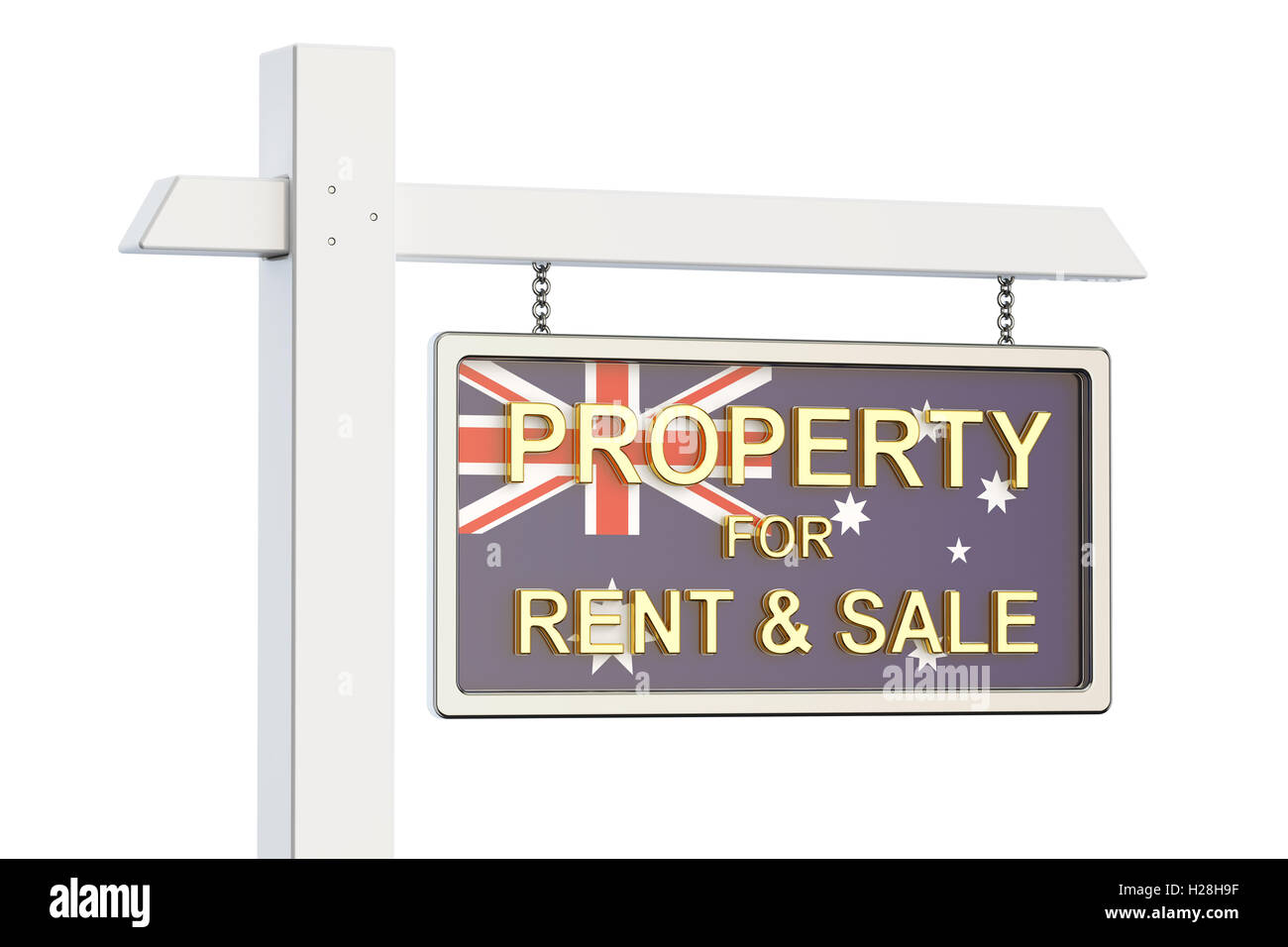 Property for sale and rent in Australia concept. Real Estate Sign, 3D rendering isolated on white background Stock Photo