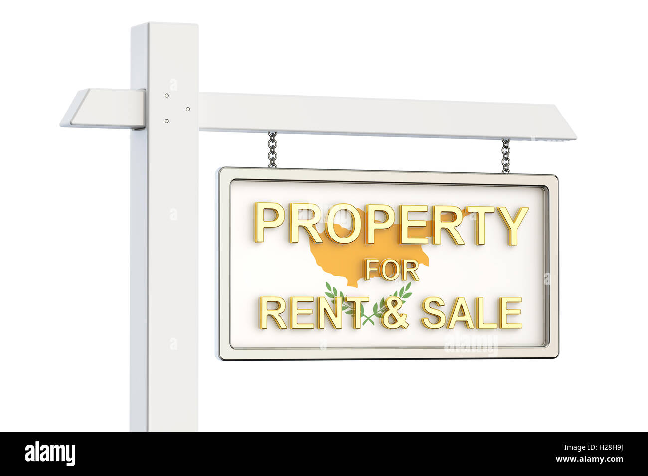 Property for sale and rent in Cyprus concept. Real Estate Sign, 3D