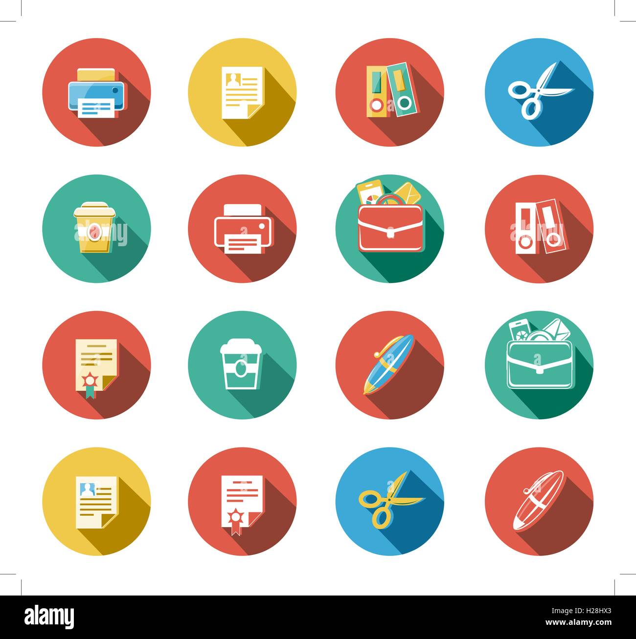 Business and Office Flat Icons Set Stock Vector Image & Art - Alamy
