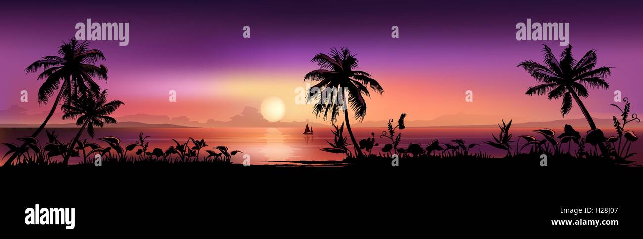 Tropical Sunset Background Stock Vector Image & Art - Alamy