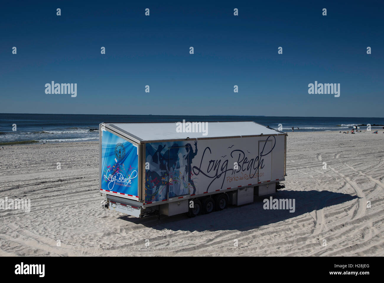 A structure on the beach in Long Island, New York Stock Photo