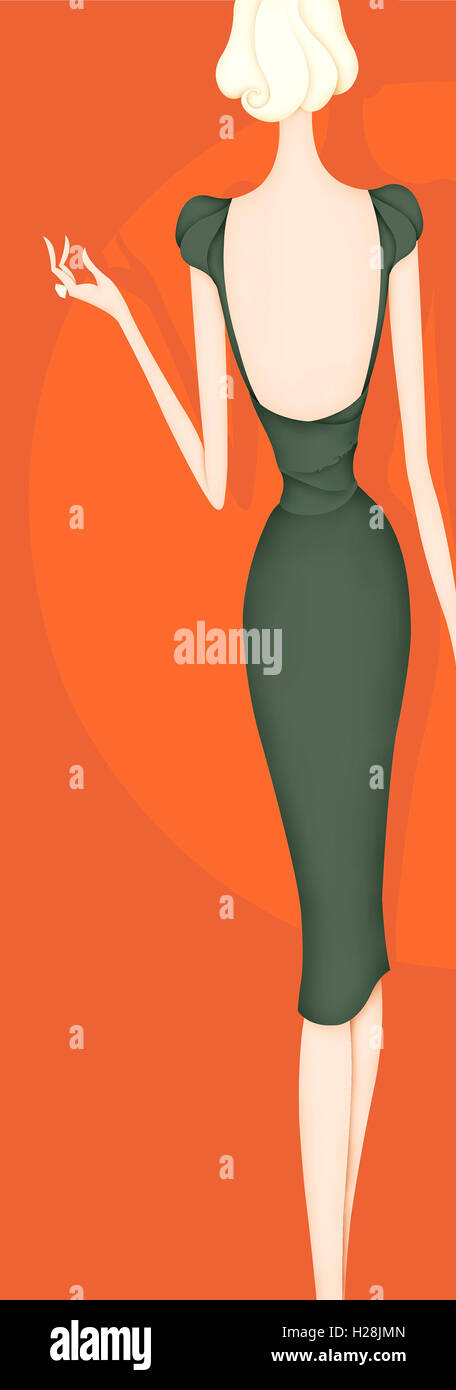 Woman dress blonde rear view hi-res stock photography and images - Alamy