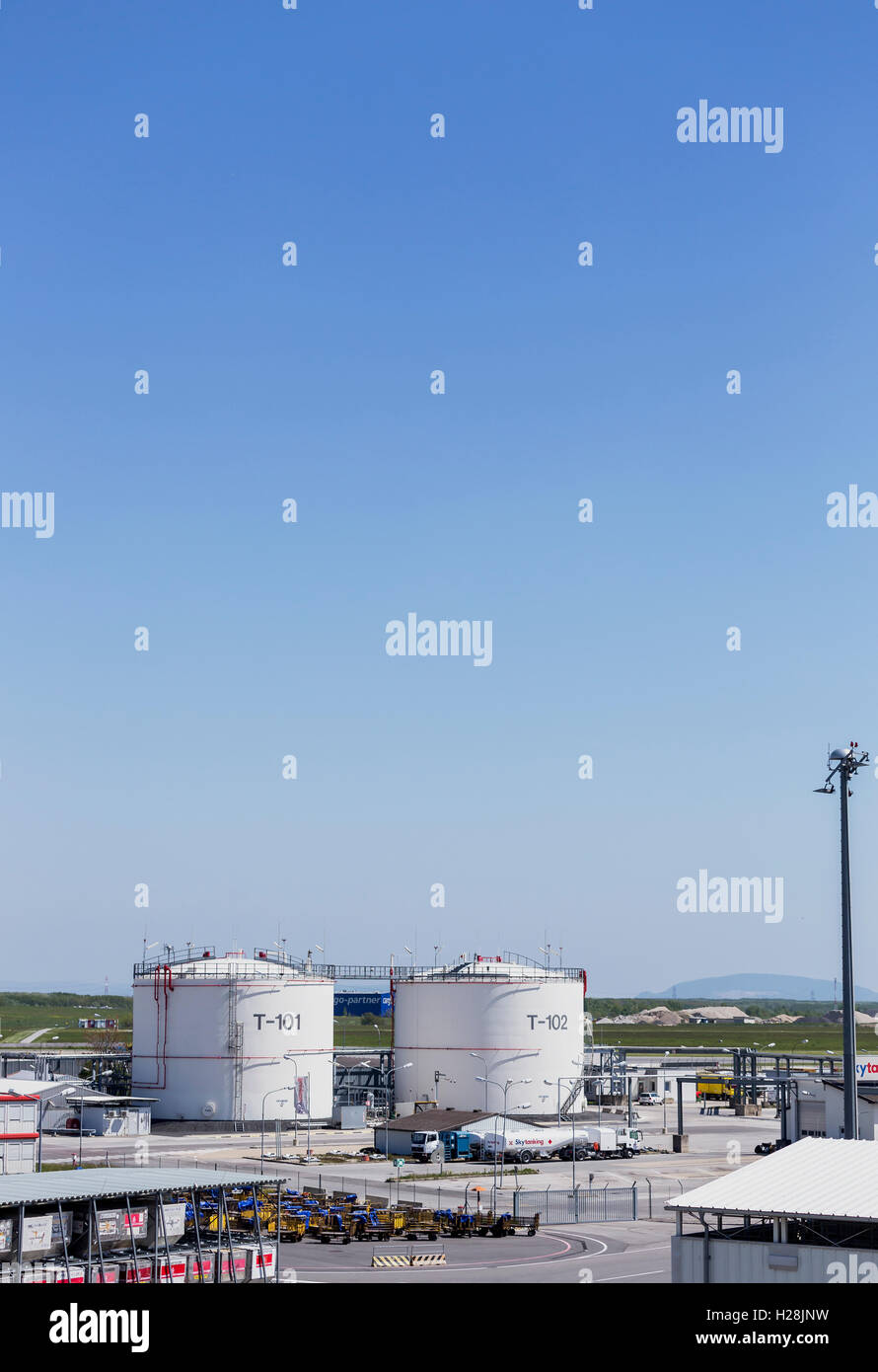 Airport Fuel Storage Tanks Stock Photo