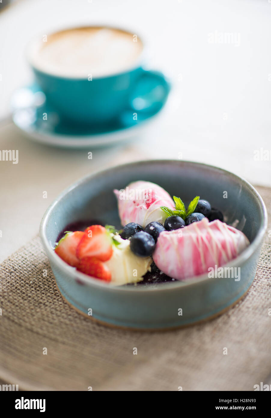 Healthy dessert of frozen yoghurt Stock Photo