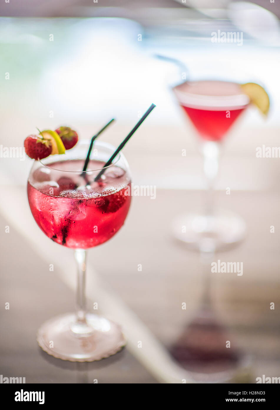 Cocktail drinks on a bar Stock Photo - Alamy