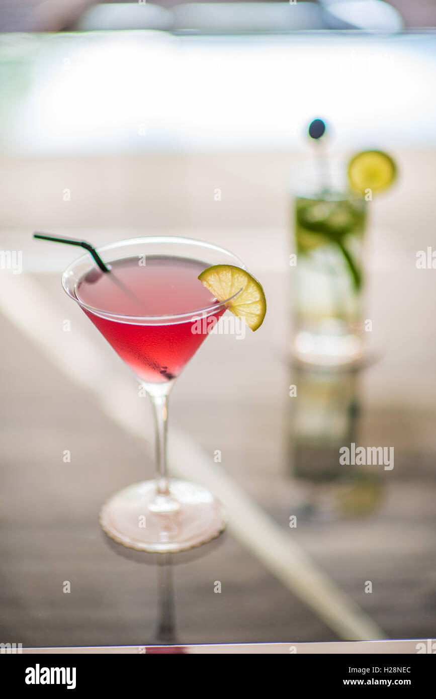 Cocktail drinks on a bar Stock Photo - Alamy