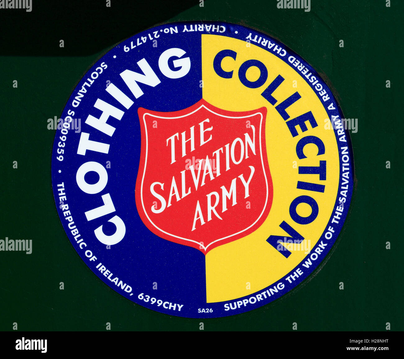 The Salvation Army Clothing Collection receptacle recycling charity donation donations UK charities Stock Photo