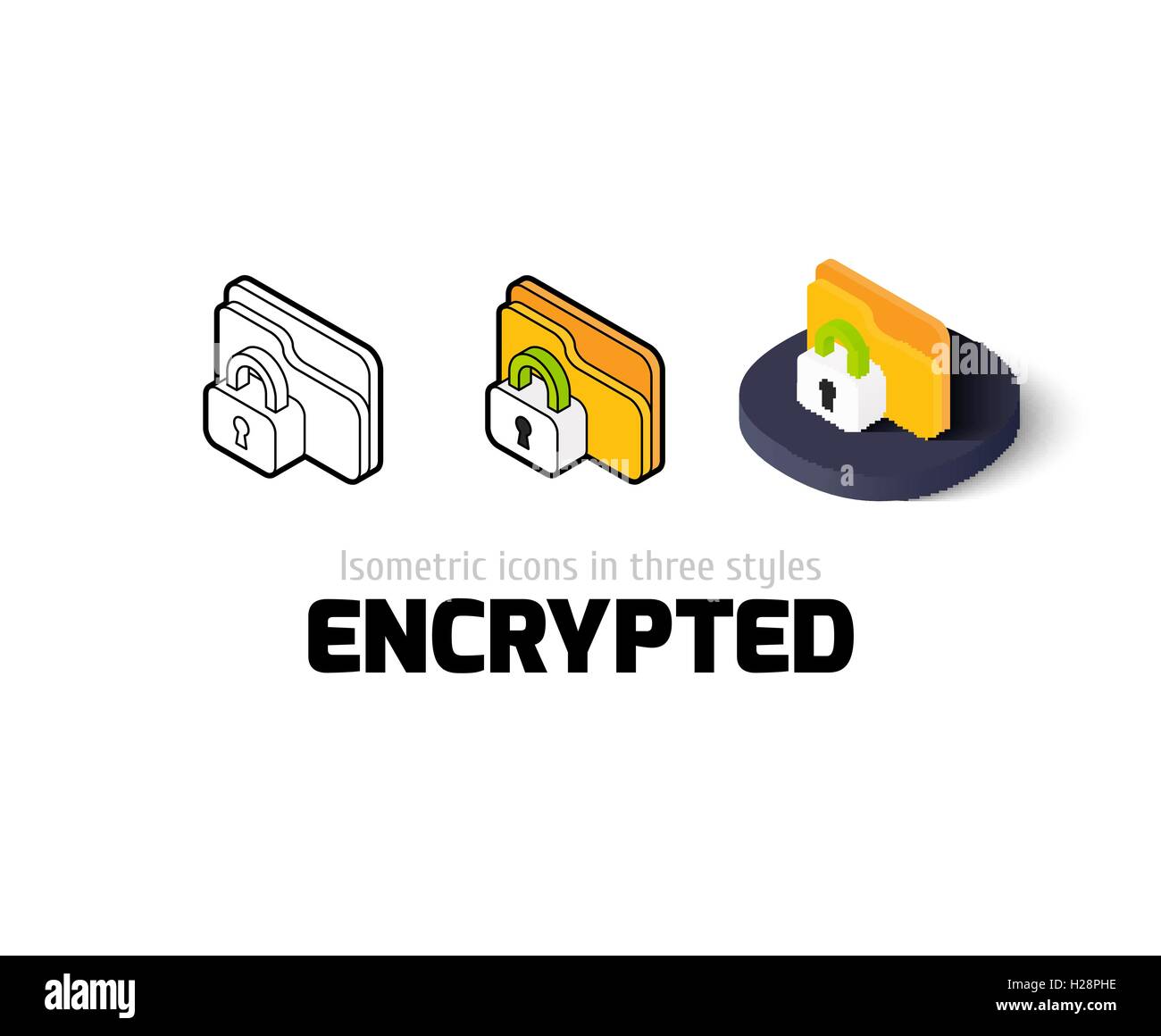 Encrypted icon in different style Stock Vector