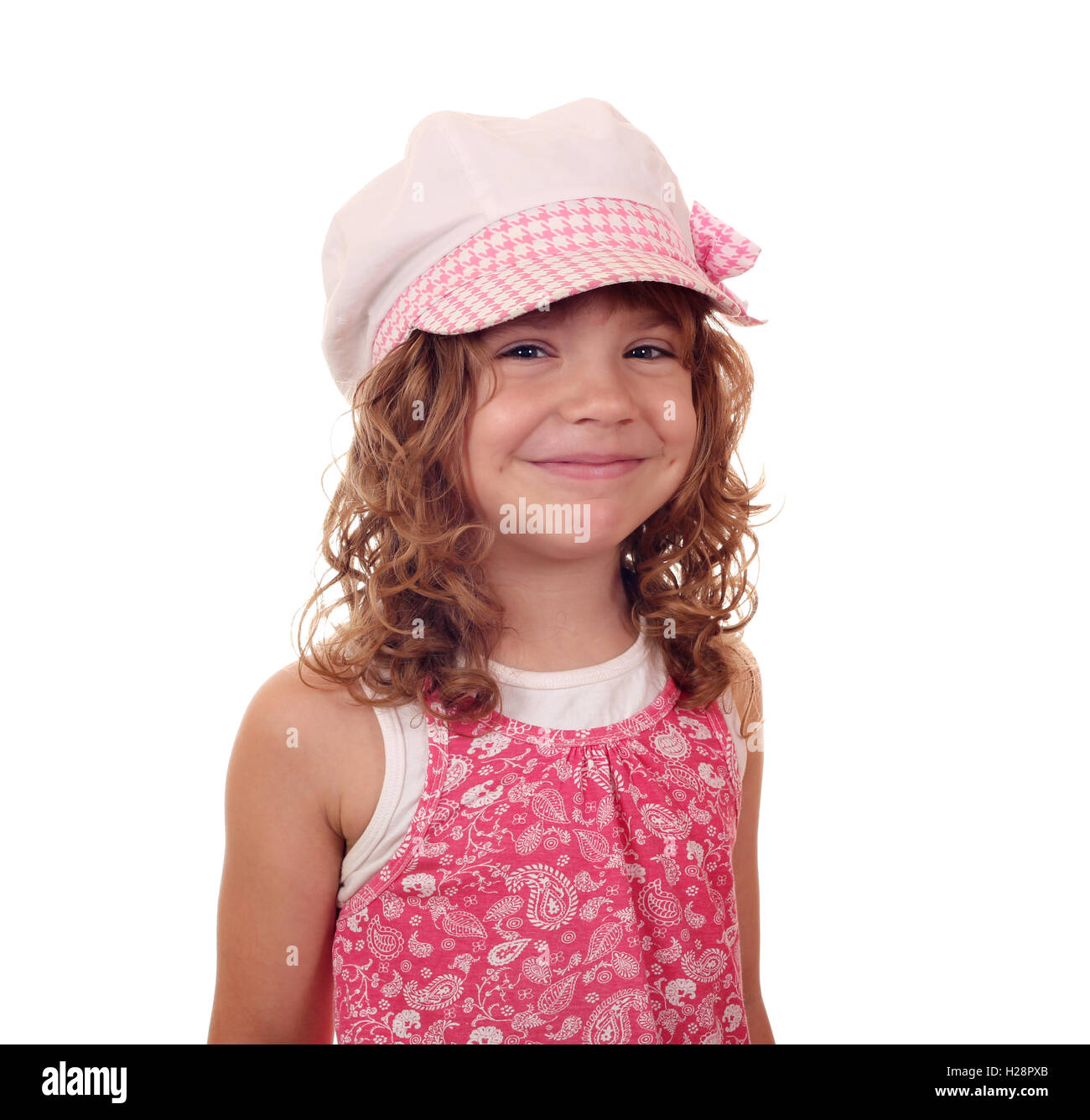 happy little girl with hat portrait Stock Photo - Alamy