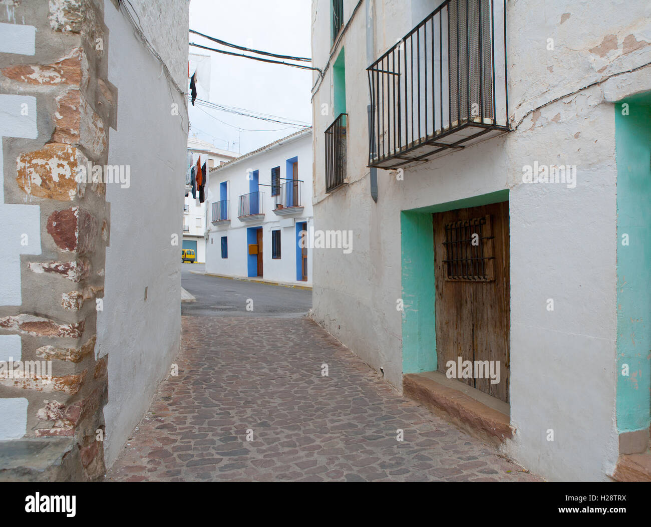 Ain village in Castellon whitewashed facades Spain Stock Photo