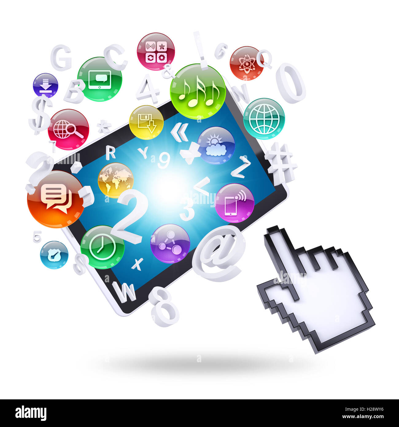 Tablet computer and application icons Stock Photo - Alamy